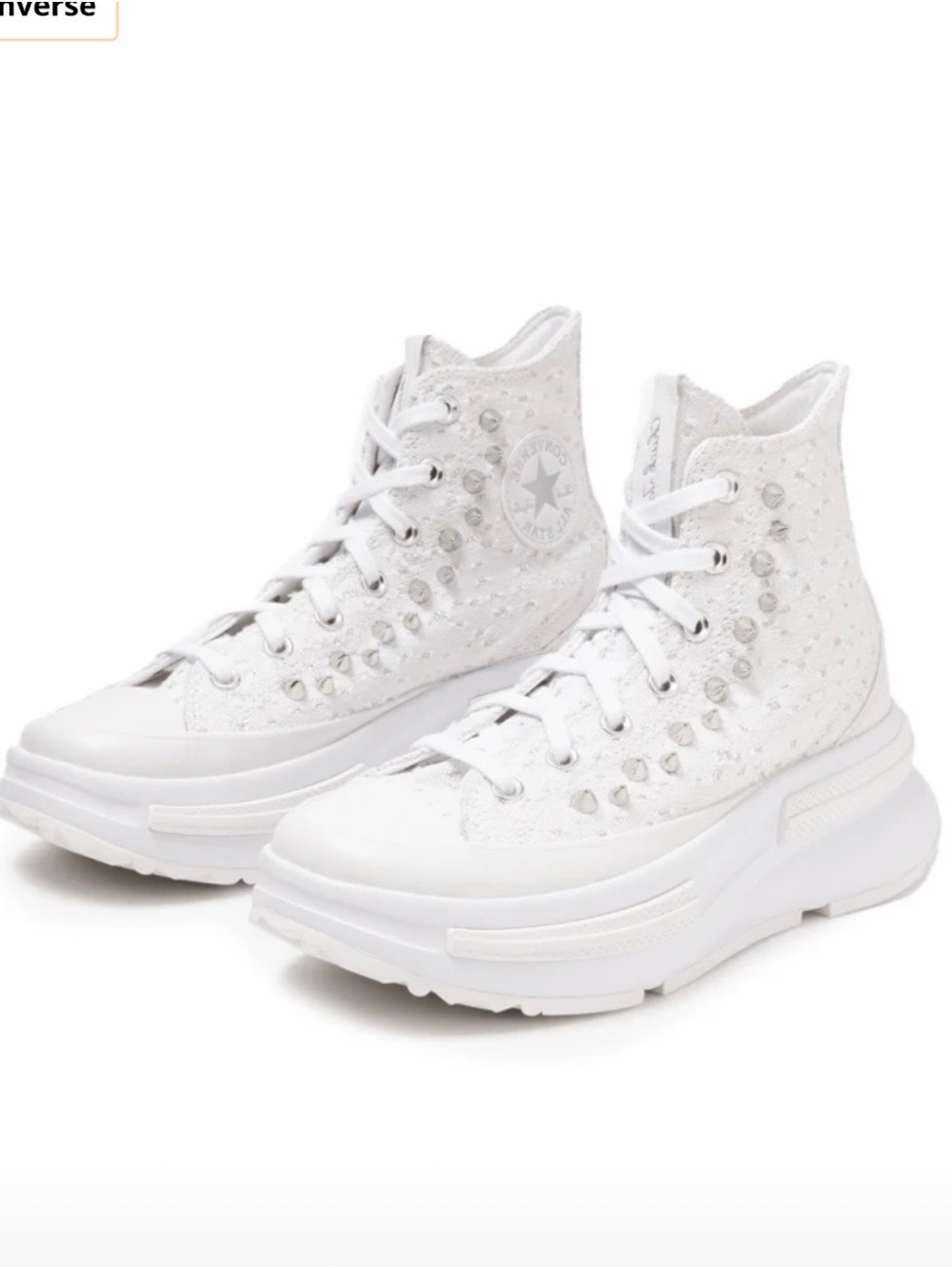 Converse White High-Top Platform Sneakers with Stud Accents